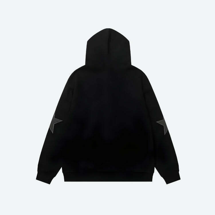 Y2K Star Patch Zip-Up Hoodie: Trendy Grunge Aesthetic for Effortless Summer Style