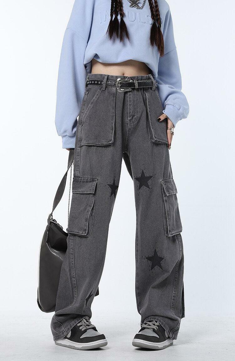 Y2K Star Print Cargo Pants: Trendy Grunge Style for Effortless Summer Outfits