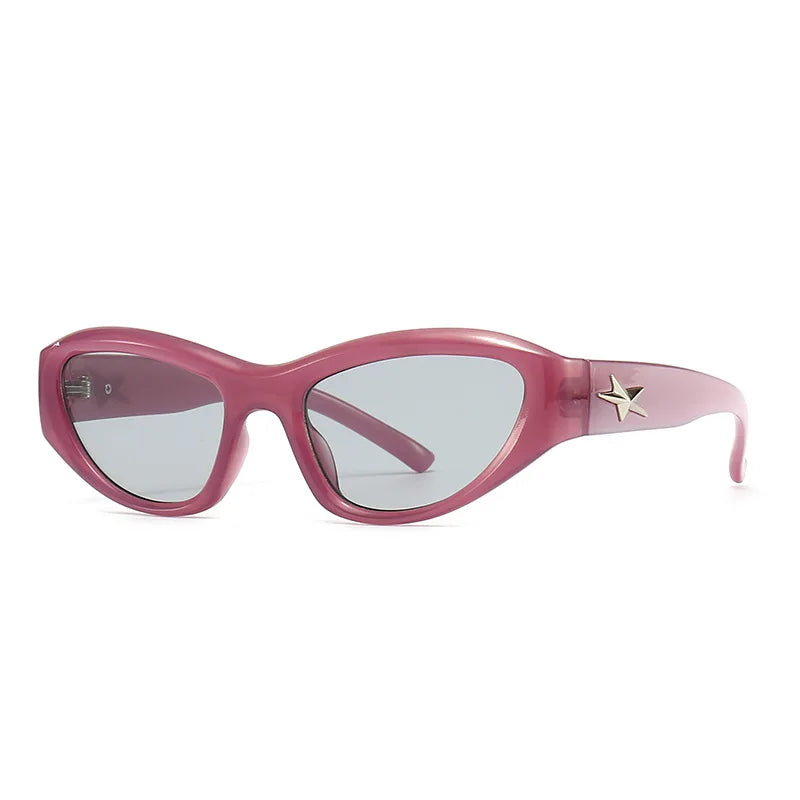 Y2K Star Wrap Around Sunglasses for Trendy Summer Outfits and Retro Aesthetic Looks