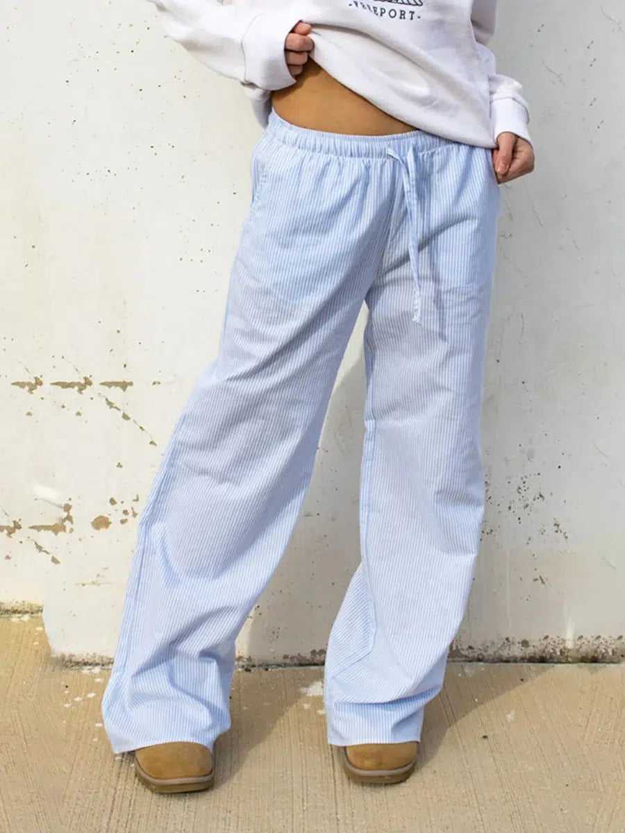 Y2K Striped Drawstring Pants for a Chic Summer Look - Trendy Soft Girl Aesthetic