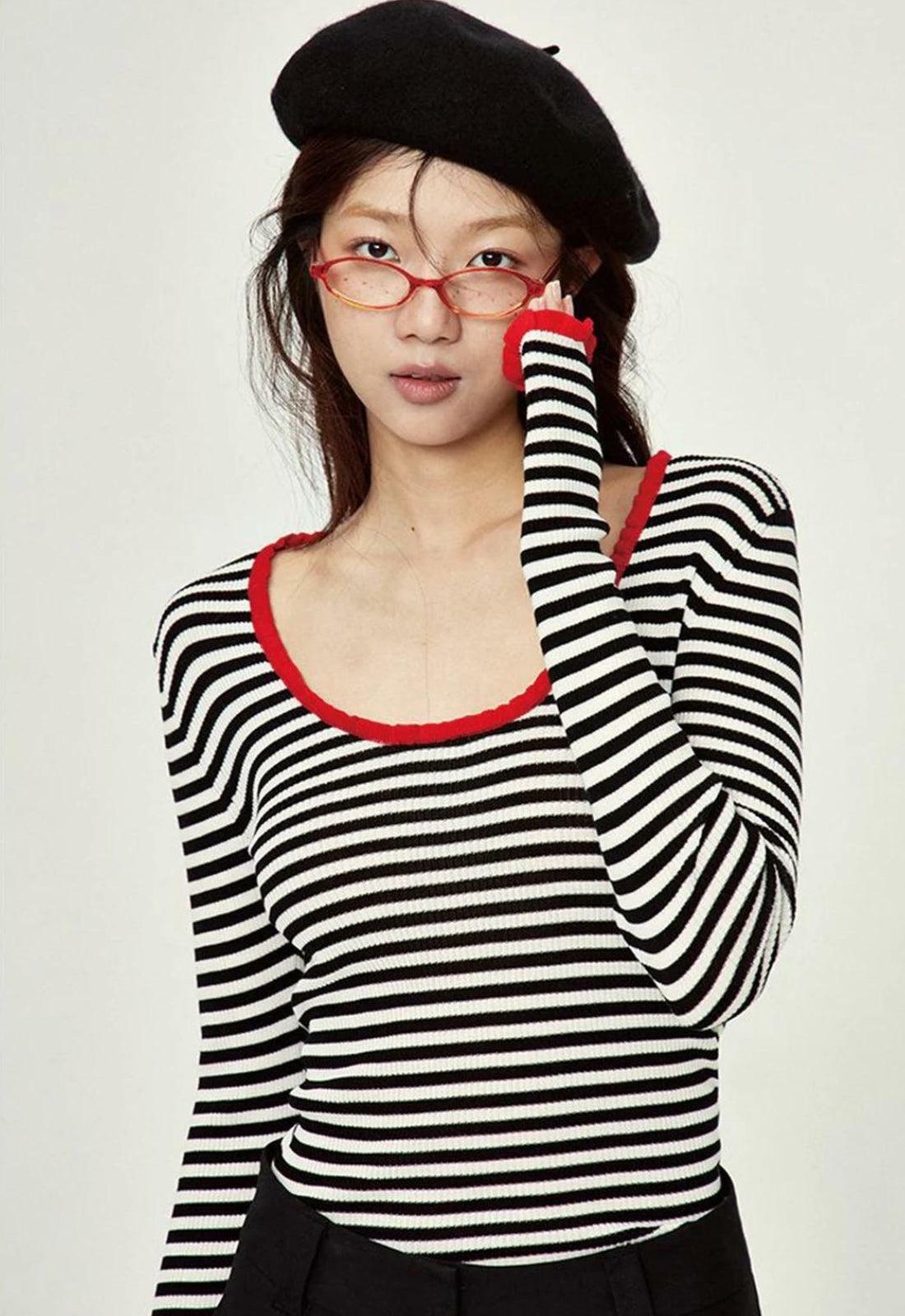 Y2K Striped Scoop Neck Top - Trendy Summer Essential for Effortless Style and Comfort