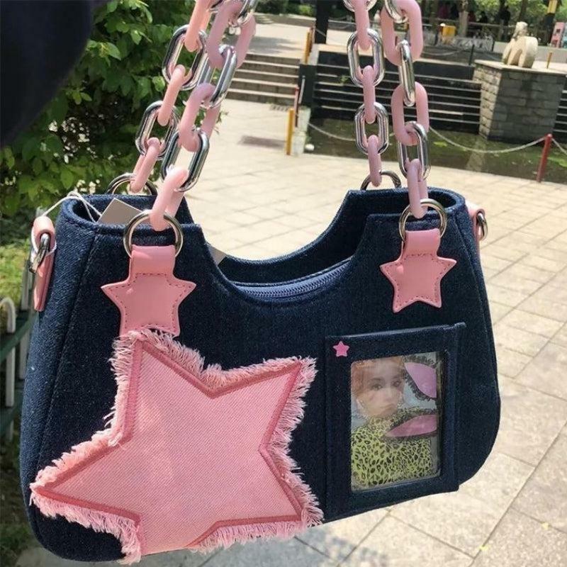 Y2K Transparent Denim Bag: Trendy 2000s Fashion Essential for Summer Outfits and Aesthetic Looks