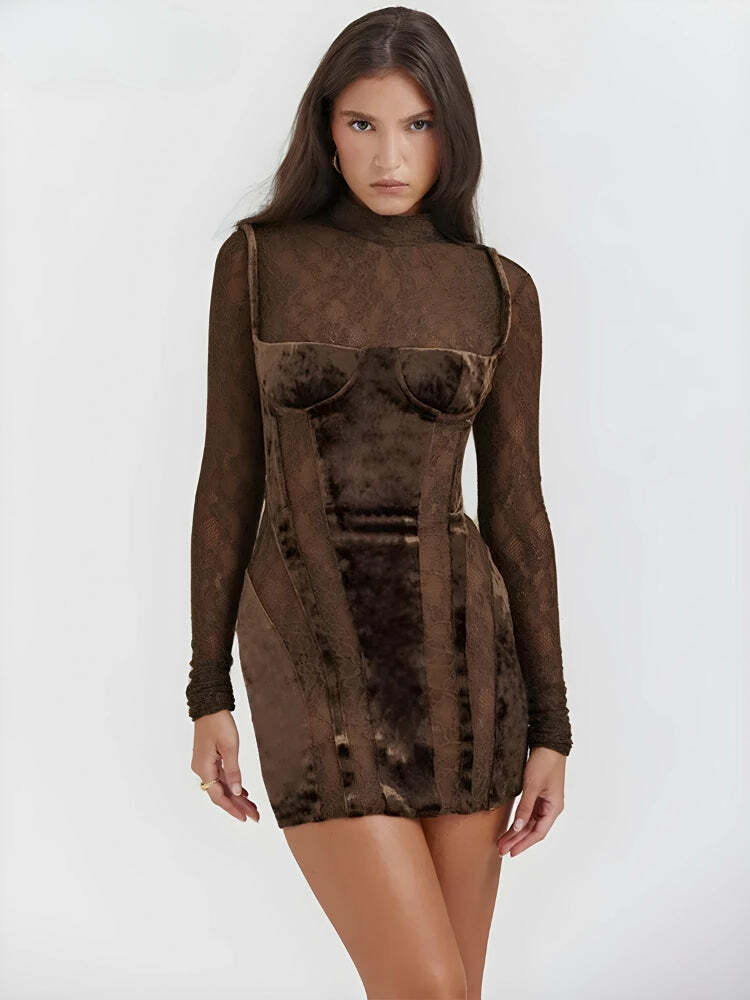 Y2K Velvet Mini Dress: Chic Summer Outfit for a Stylish Night Out or Special Occasion