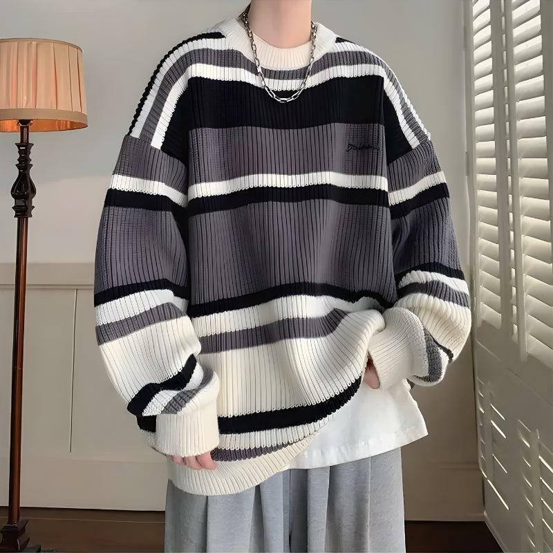 Y2K Vintage Striped Knitted Sweater - Retro 90s Aesthetic for Cozy Chic Outfits