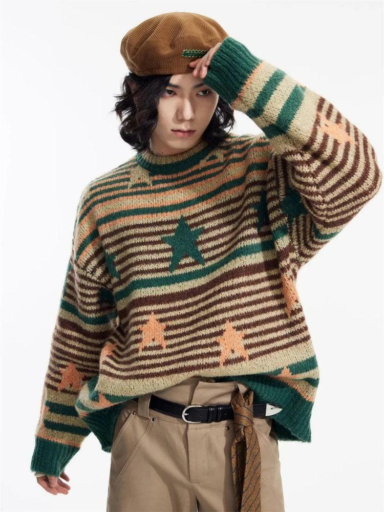 Y2K Vintage Striped Knitted Sweater - Retro Aesthetic for Cozy Summer Outfits