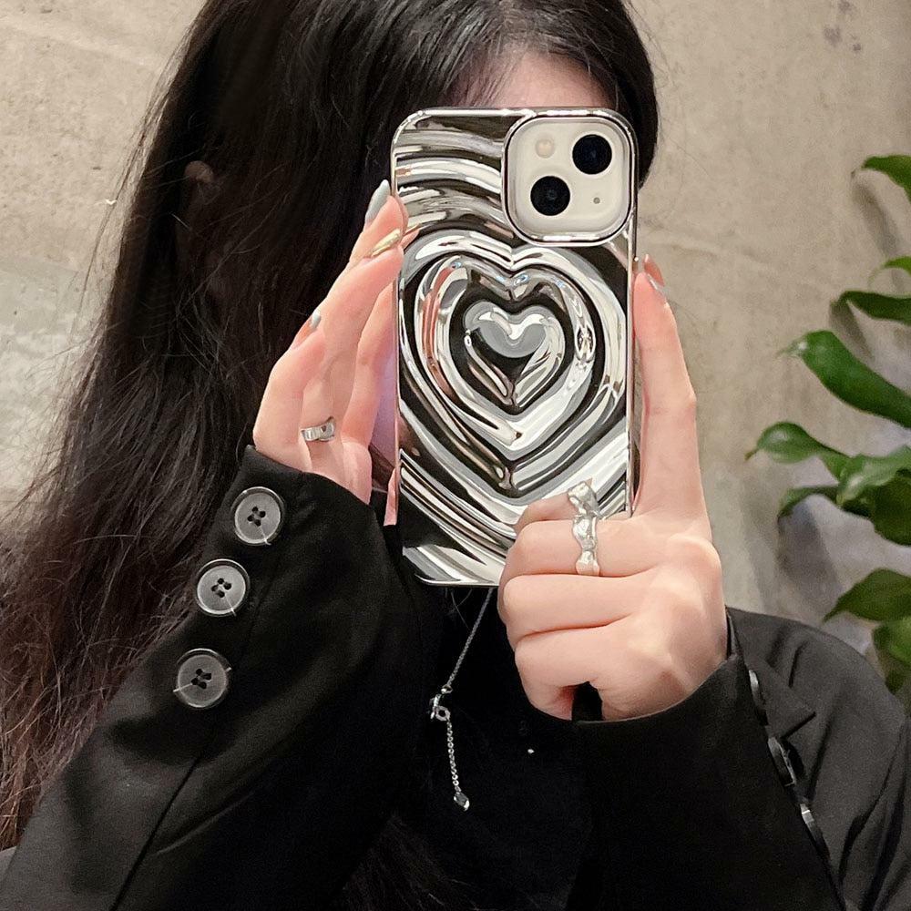 Y2K Wavy Heart iPhone Case - Trendy Aesthetic Accessory for Y2K Fashion Lovers