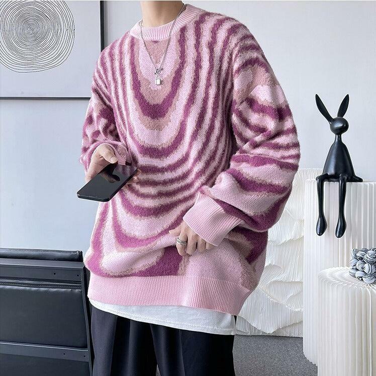 Y2K Wavy Striped Knit Sweater - Trendy 90s Inspired Fashion for Effortless Style