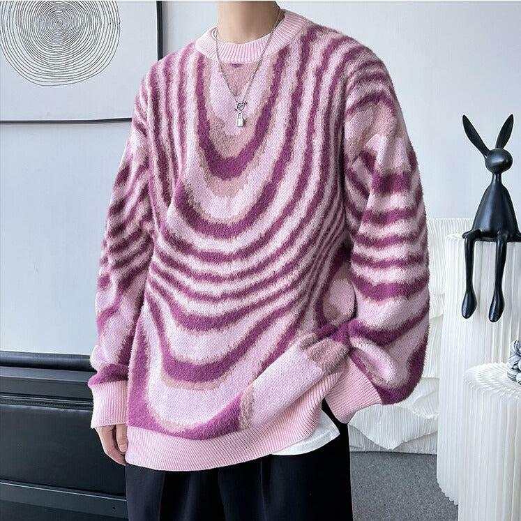 Y2K Wavy Striped Knit Sweater - Trendy 90s Inspired Fashion for Effortless Style