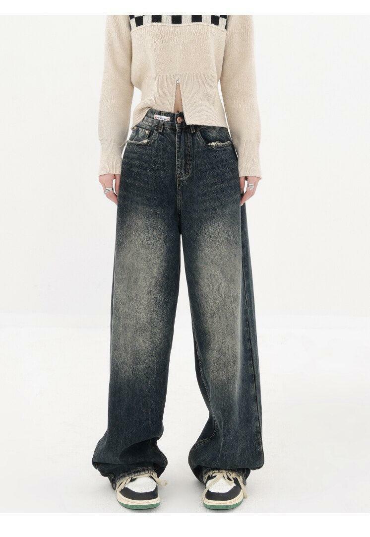 Y2K Wide Leg Dark Jeans: Trendy Grunge Style for Effortless Summer Outfits