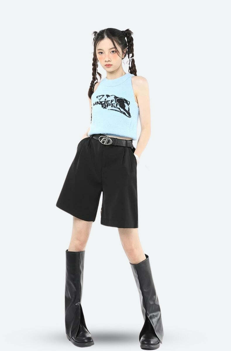 Y2K Wide Leg Pleated Shorts for Effortless Summer Style - Trendy 90s Inspired Fashion