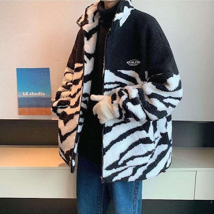 Y2K Zebra Print Zip-Up Jacket for Trendy Summer Outfits and Grunge Aesthetic Looks