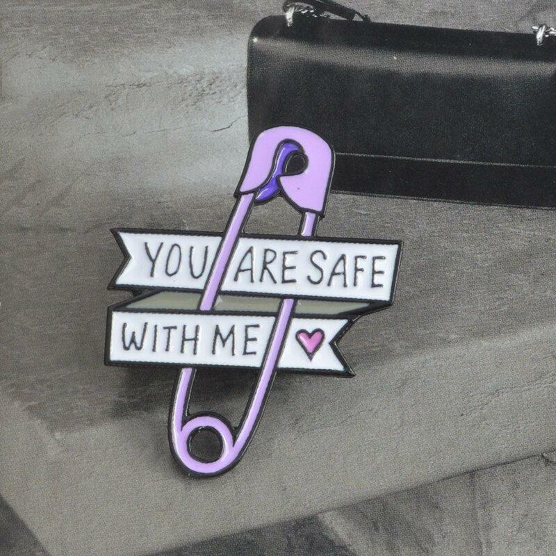 You Are Safe With Me Y2K Aesthetic Enamel Pins - Cute Accessories for 90s Fashion Lovers