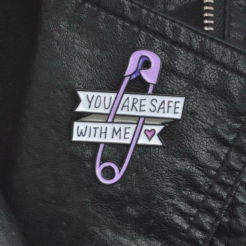 You Are Safe With Me Y2K Aesthetic Enamel Pins - Cute Accessories for 90s Fashion Lovers